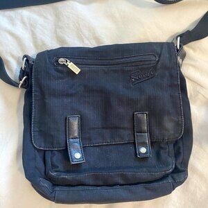 Roots Black Fabric Messenger Bag Crossbody Shoulder Bag